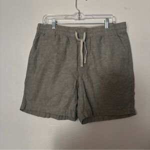 J. Crew Light Gray Men’s Linen Shorts Medium Drawstring Elastic Waist Pockets M